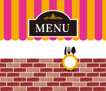 Menu card illustration. The letters "menu" are sample text.のイラスト素材