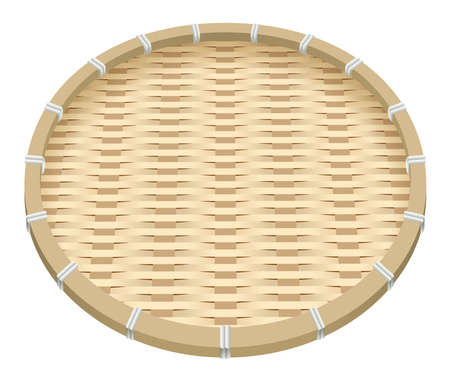 Illustration of a bamboo basket. Sieve or strainer. Japanese kitchenware.の写真素材