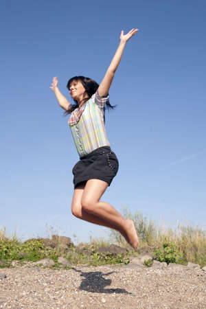woman jumpingの写真素材