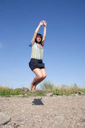 woman jumpingの写真素材