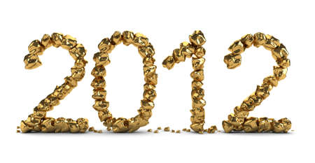 golden 2012 text isolatedの写真素材