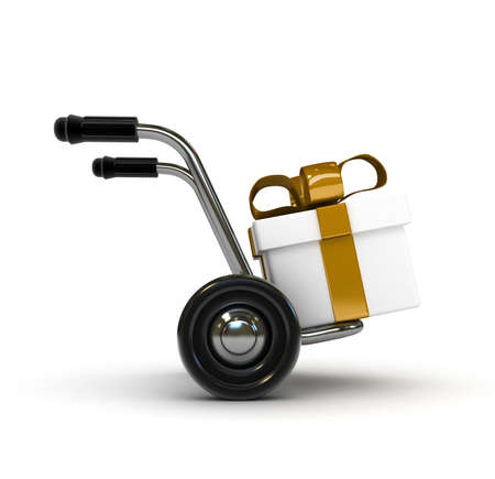 3D Barrow with gift isolated の写真素材
