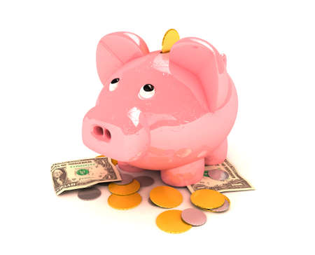 Piggy Bank 3D rendered isolatedの写真素材