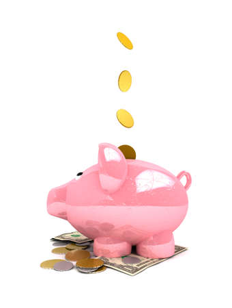Piggy Bank 3D rendered isolatedの写真素材