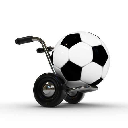 3d barrow truck and soccer ball の写真素材