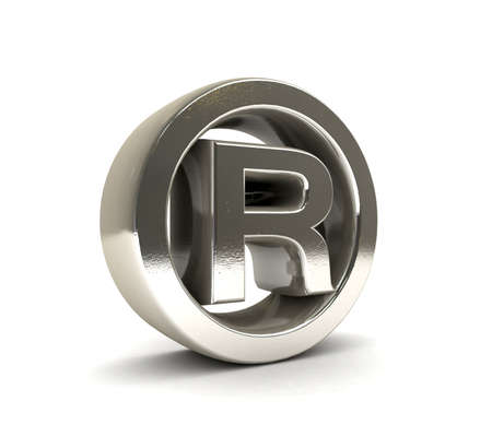 3D Metal r symbol isolated の写真素材