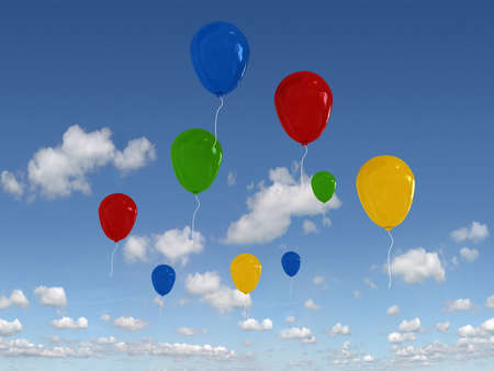 multicolour balloons in the blue sky の写真素材