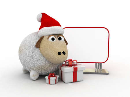 3d character-sheep Christmas conceptの写真素材