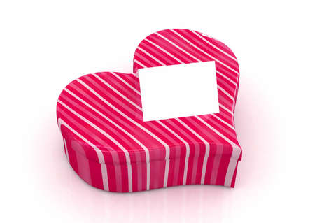 3d heart box with blank note paperの写真素材