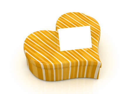 3d heart box with blank note paperの写真素材