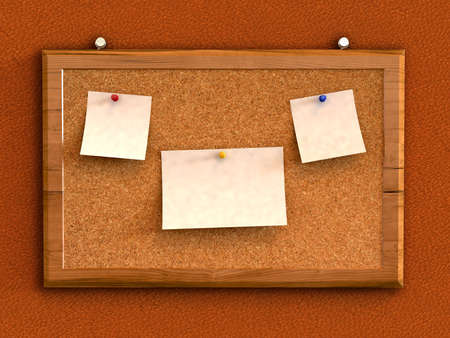 3d cork board with blank note paper の写真素材