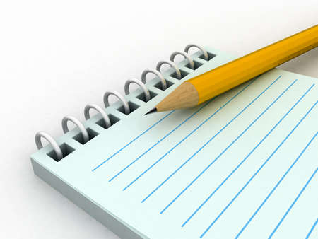 3d blank paper-note pad with pen の写真素材