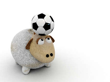 3d sheep with football-blank pennonの写真素材