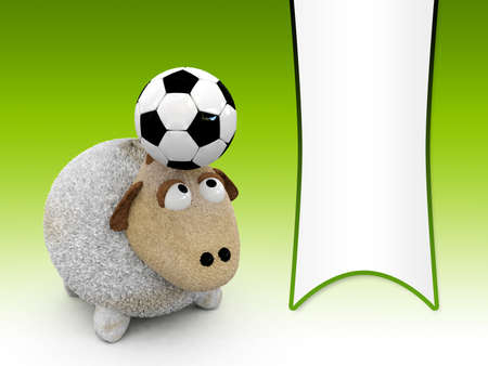 3d sheep with football-blank pennonの写真素材
