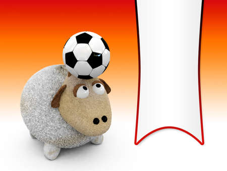 3d sheep with football-blank pennonの写真素材