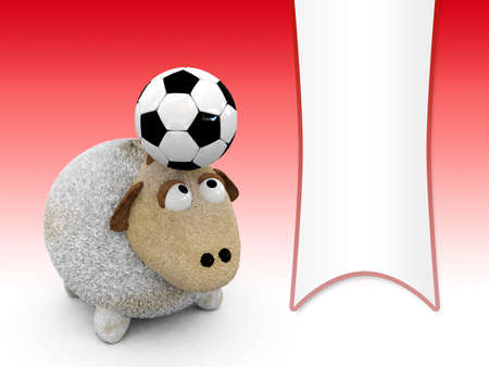 3d sheep with football-blank pennonの写真素材