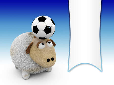 3d sheep with football-blank pennonの写真素材