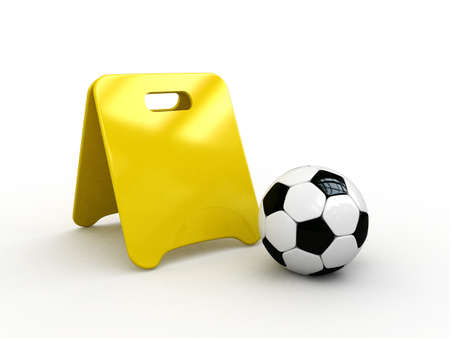 High res. 3d blank information board and soccer ball の写真素材