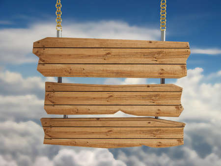 3d wooden sign board-isolatedの写真素材