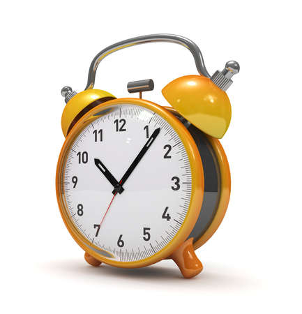 Alarm clock isolated 3d rendered の写真素材