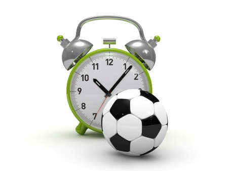 3D alarm clock and soccer ball high res. の写真素材