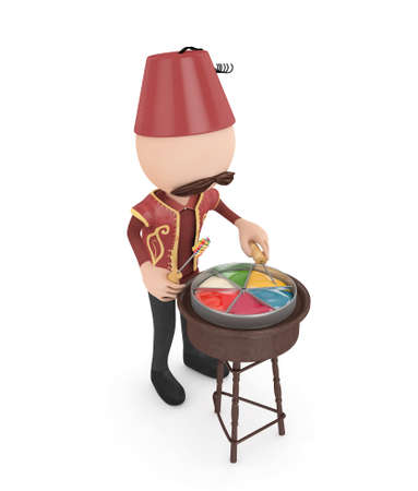 3d candy salesman -ramadan concept-isolatedの写真素材