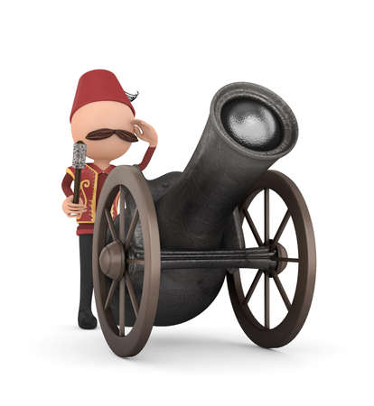 3d human with ramadan cannon -isolatedの写真素材