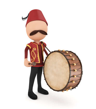 3D Traditional Ramadan Drummer isolatedの写真素材