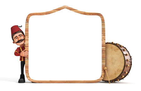 3d Ramadan drummer with wooden frame and drumの写真素材