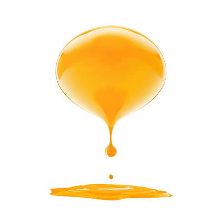 3d melting yellow ball isolatedの写真素材