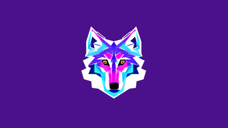 a wolf head illustration in sticker style