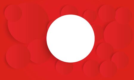 Red paper circle banner with drop shadows on red background template. Vector illustration Abstract red banner with text space.のイラスト素材