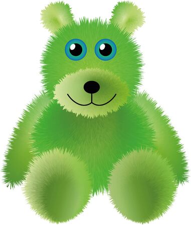 Colorful fluffy teddy bear character isolated on white backgroundのイラスト素材