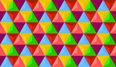 colorful abstract background. 3D vector triangle pattern geometry. shadowed colorful pyramid shapes in realistic composition.のイラスト素材