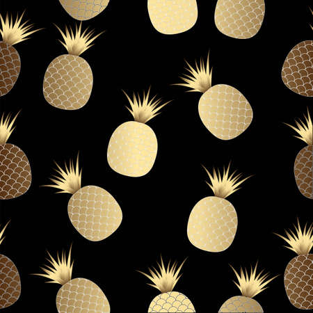 Exotic fruits on a white background. Seamless background with pineapples on a white background  Yellow pineapple pattern
のイラスト素材