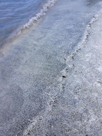 white sand in Burdur Salda lake. limestone beach Burdur turkeyの写真素材