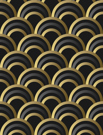 Semi circle pattern vector with black and Gold colorのイラスト素材