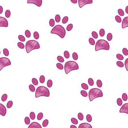 Seamless pattern for textile design. Seamless light pink coloured paw print backgroundのイラスト素材
