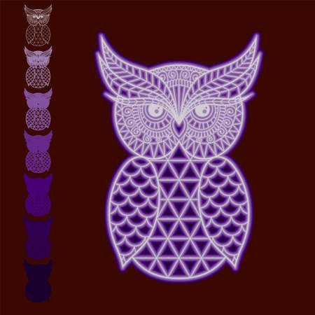 multipal layered Laser cut template. Owl silhouette isolated. Vector illustration hand drawn. Vintage paper cut style. Fantasy birds isolated. Ornamental bird for your design.のイラスト素材