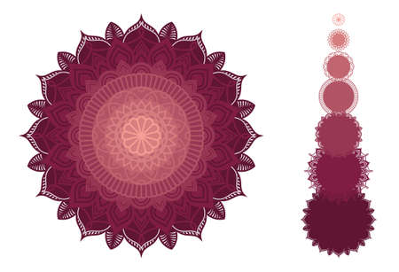 Ornamental Mandala EPS Multilayer Cut File, Five layers. Multilayer elements for paper cutting or machine cutting. 30 cmのイラスト素材