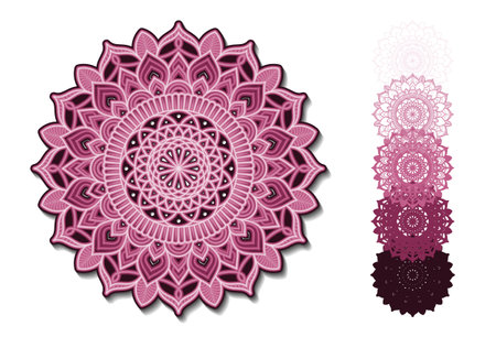 Ornamental Mandala EPS Multilayer Cut File, Five layers. Multilayer elements for paper cutting or machine cutting. 30 cmのイラスト素材