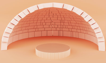 3d rendering of a podium in a room with a brick wall