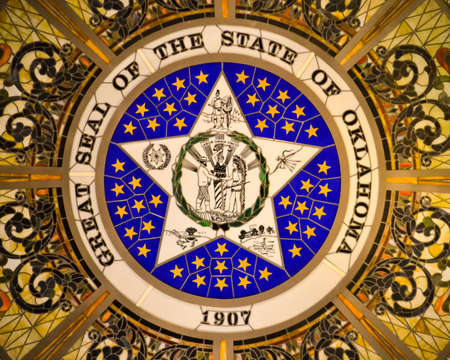 Stained Glass of the Oklahoma State Seal Inside the Oklahoma State Capitalのeditorial素材