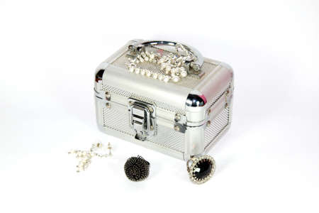 Jewellery box isolated on white backgroundの写真素材