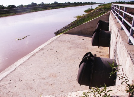 large steel pipe for Drainage system , Floodgateの写真素材