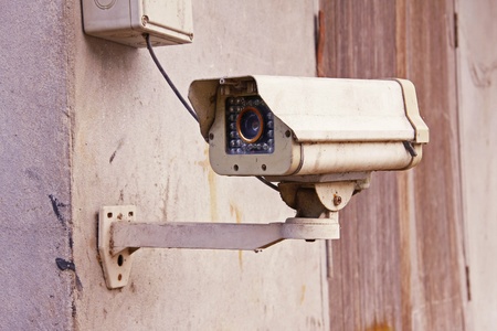 CCTV security camera on the wall の写真素材