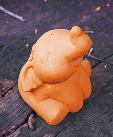 elephalt baked clay dolls ornamental in the gardenの写真素材