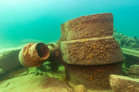 Shipwreck remains of an old wooden steamer in Lake Superior