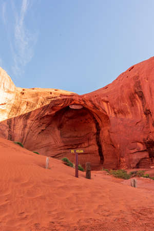 Monument Valley, UT -May 20th, 2019 : Sign for Big Hogan in Monument Valley