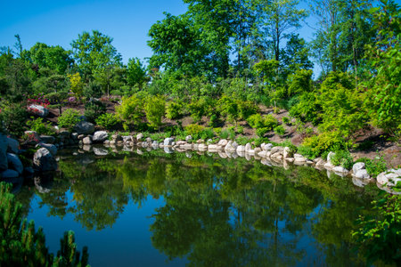 Grand Rapids, MI - May 130 2016: Beautiful calm scene in the Meijer Gardensのeditorial素材
